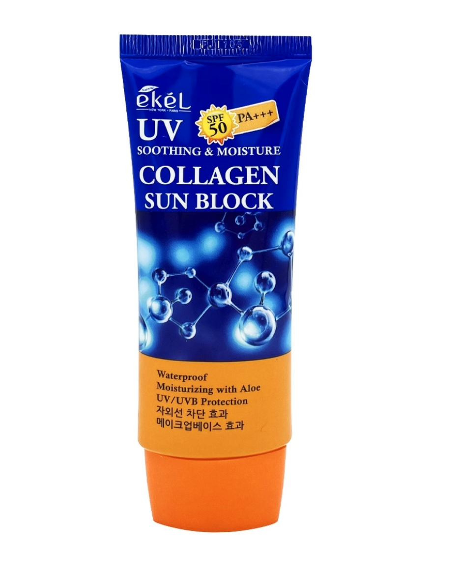 Купить крем для лица солнцезащитный Ekel UV collagen ampule sun block с