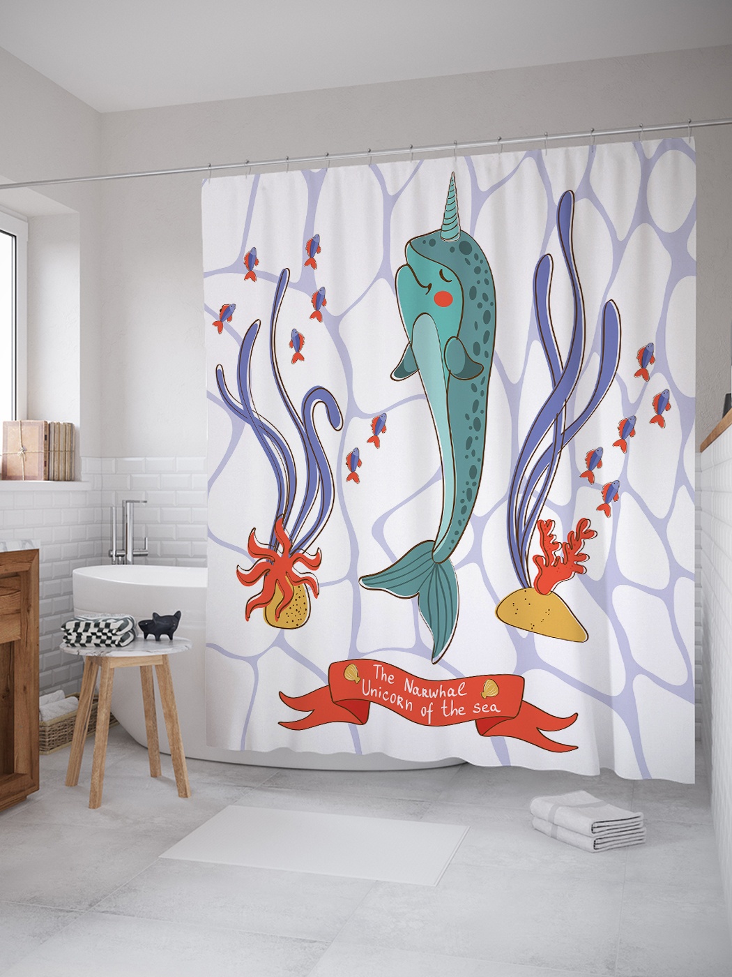 Штора (занавеска) для ванной «Нарисованная рыба» из ткани, 180х200 см с крючками 
Штора (занавеска) для ванной «Нарисованная рыба» из ткани, 180х200 см с крючками