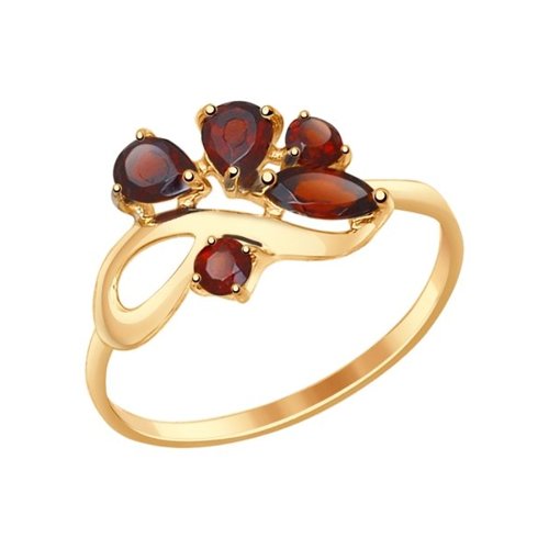 фото Кольцо женское sokolov из золота с гранатами 714609 р.16.5