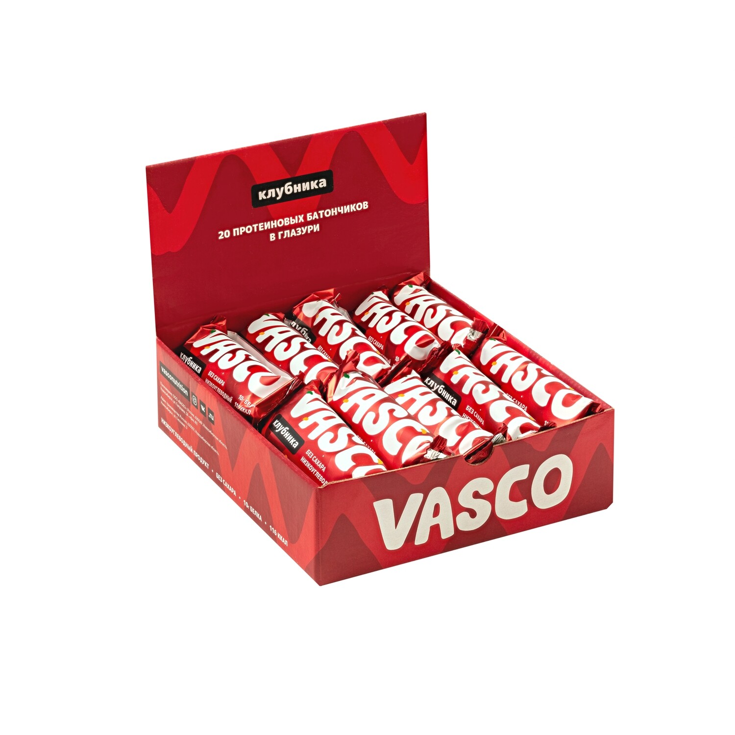 фото Батончик vasco глазированный 20 40 г, 20 шт., клубника
