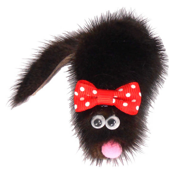 фото Мягкая игрушка для кошек gosi мышь микки натуральный мех, черный, 7 см