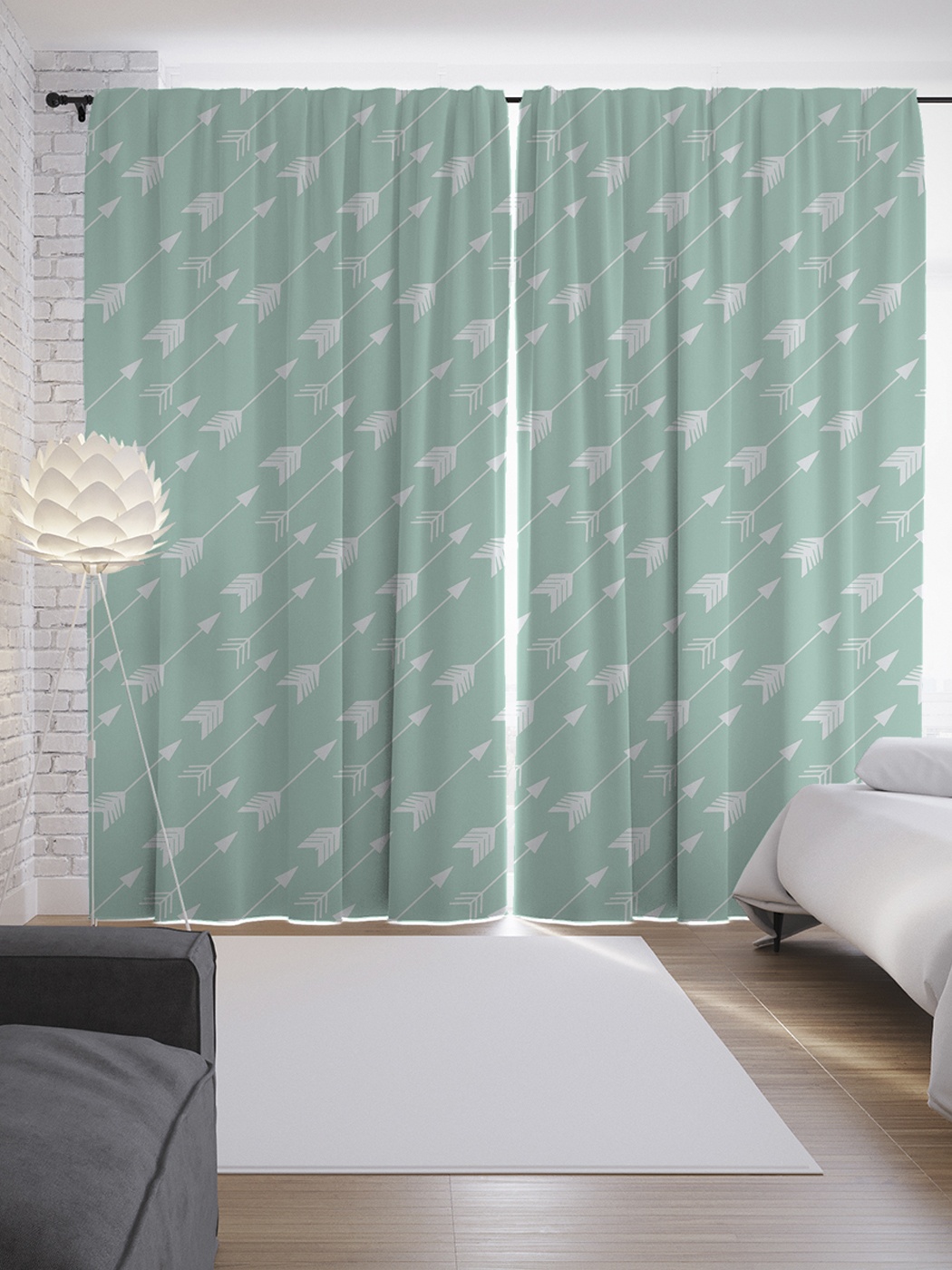 фото Шторы с фотопечатью "полосы со стрелами" из сатена, 290х265 см joyarty