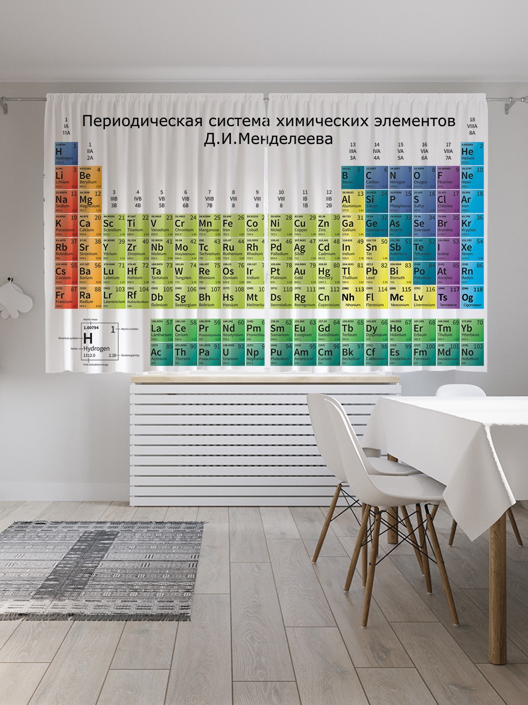 Шторы с фотопечатью "Переодическая система химических элементов" из сатена, 290х180 см
Шторы с фотопечатью "Переодическая система химических элементов" из сатена, 290х180 см