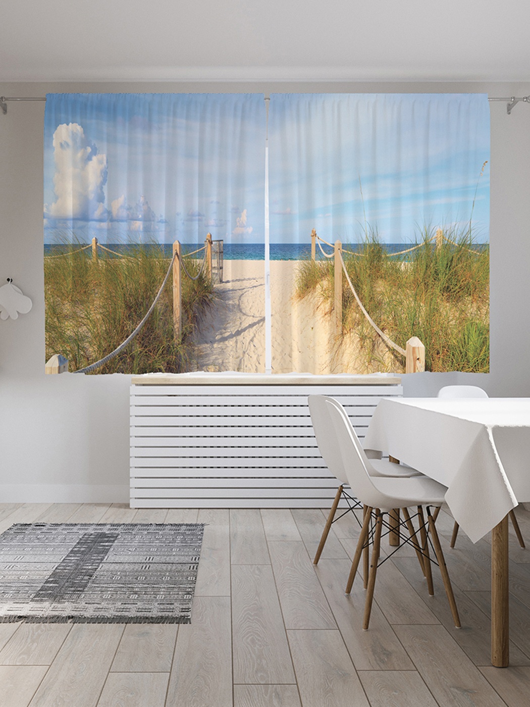 фото Шторы с фотопечатью "дорожка к морю" из сатена, 290х180 см joyarty