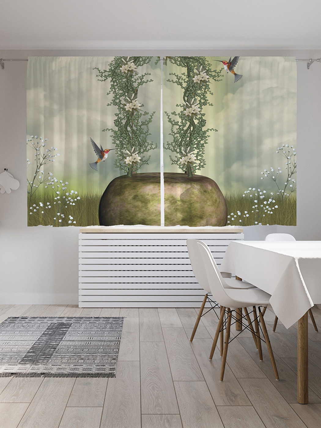 фото Шторы с фотопечатью "птичья арка" из сатена, 290х180 см joyarty