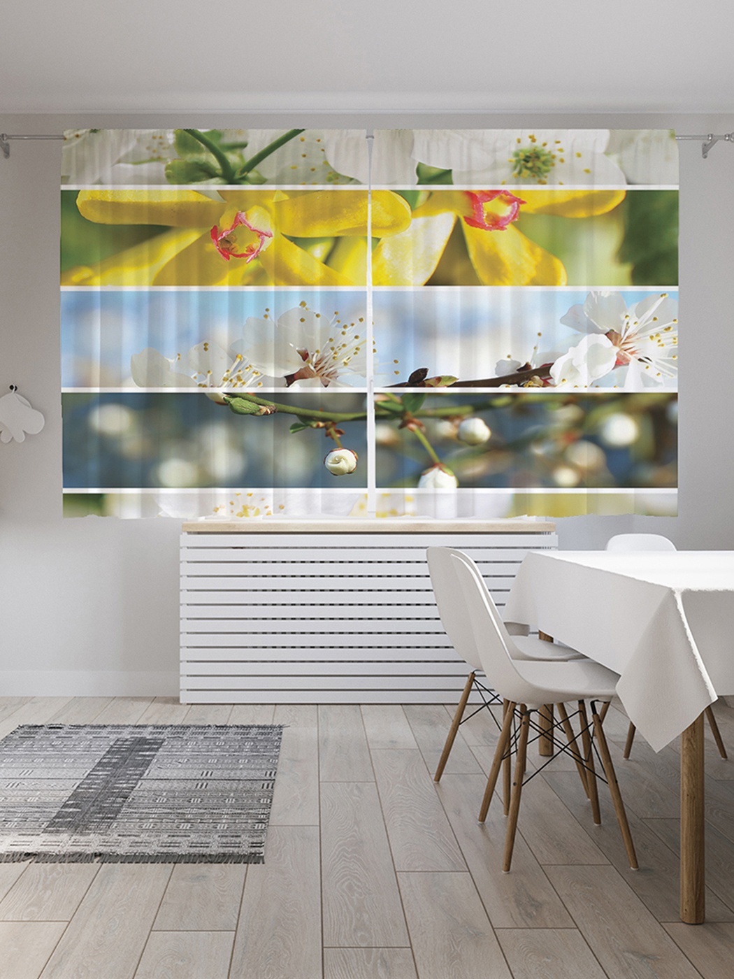 фото Шторы с фотопечатью "цветочные параллели" из сатена, 290х180 см joyarty