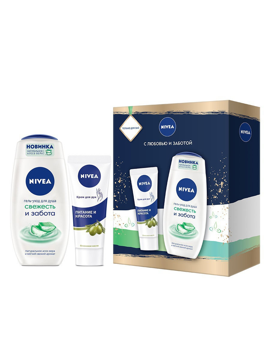 фото Набор nivea "питание и красота" гель-уход для душа, 250 мл. + крем для рук , 75 мл