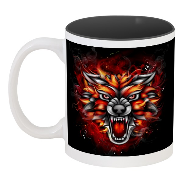 фото Кружка printio цветная внутри wolf & fire