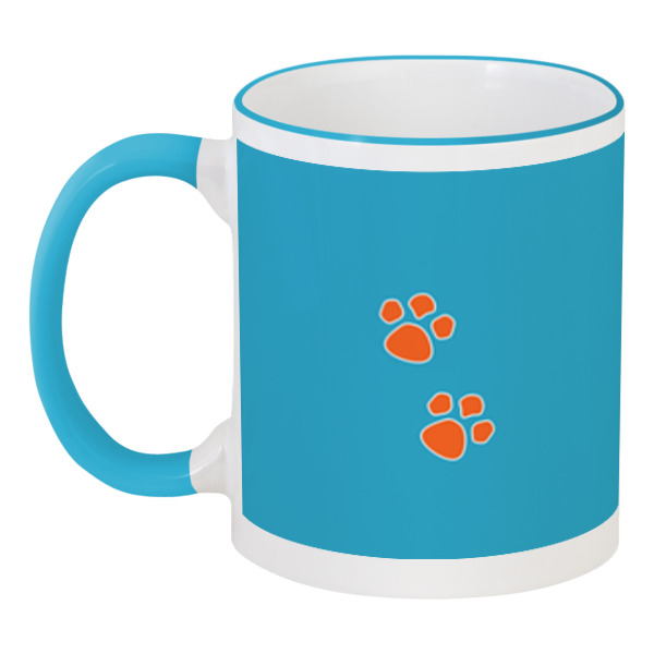 фото Кружка printio с цветной ручкой и ободком корги лапки