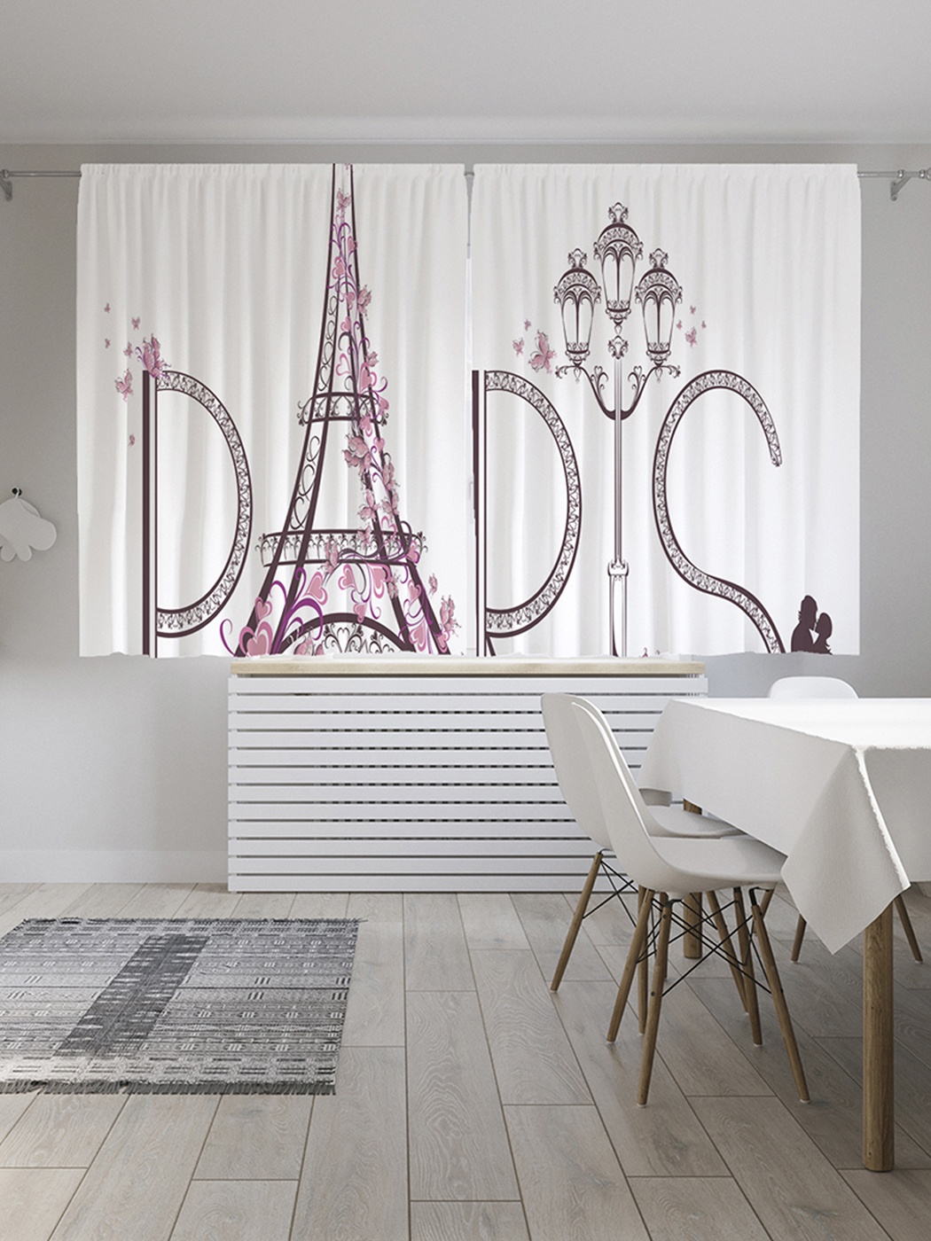 фото Шторы с фотопечатью "влюбленный париж" из сатена, 290х180 см joyarty