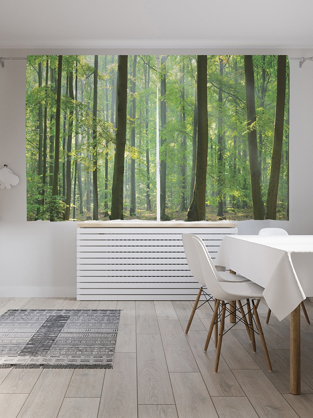 фото Шторы с фотопечатью "лесная свежесть" из сатена, 290х180 см joyarty