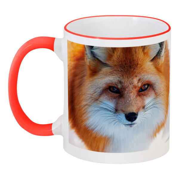 фото Кружка printio с цветной ручкой и ободком хитрая лиса