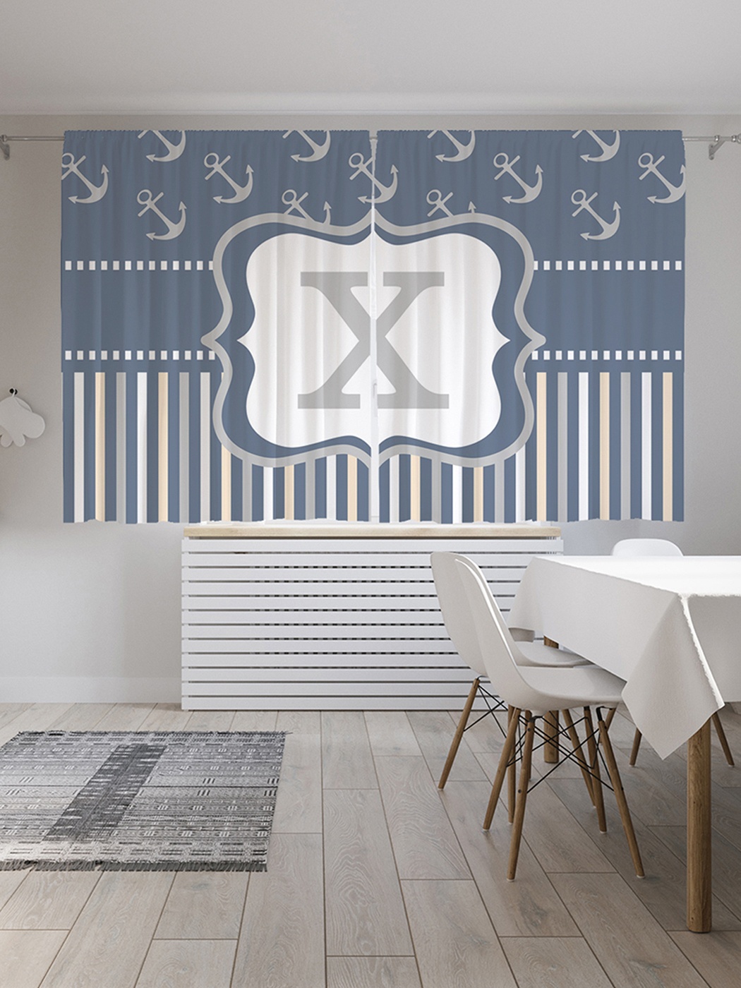 фото Шторы с фотопечатью "морская x" из сатена, 290х180 см joyarty