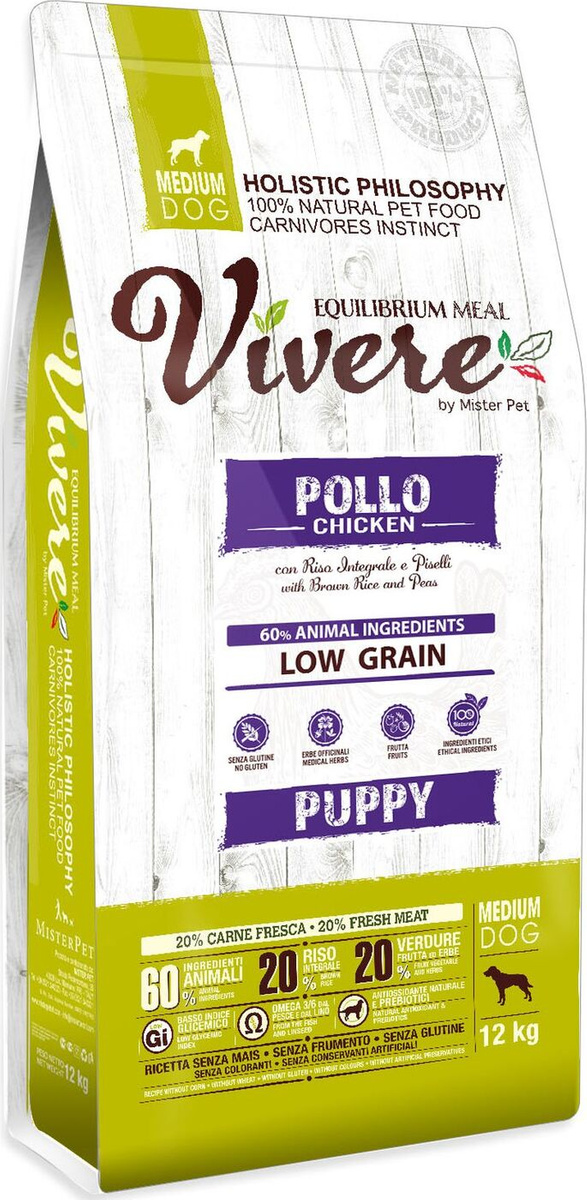 Сухой корм для щенков Vivere Puppy Medium, для средних пород, курица, 12кг, Puppy Medium
Сухой корм для щенков Vivere Puppy Medium, для средних пород, курица, 12кг, Puppy Medium