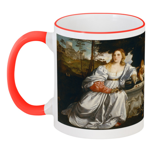 фото Кружка printio с цветной ручкой и ободком любовь небесная и любовь земная (тициан)