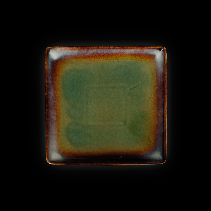 фото Тарелка квадратная 8,25" 212х212мм, синий+зеленый "corone verde" hl497010 nobrand