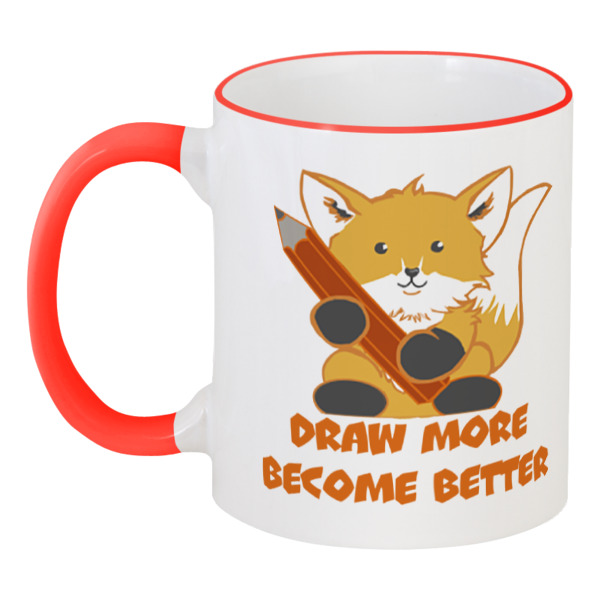 фото Кружка printio с цветной ручкой и ободком draw more red