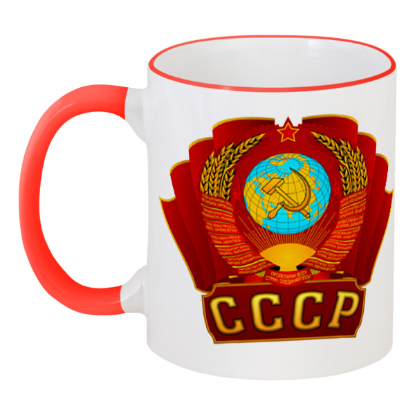 фото Кружка printio с цветной ручкой и ободком герб ссср