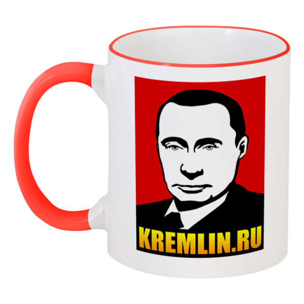 фото Кружка printio с цветной ручкой и ободком путин