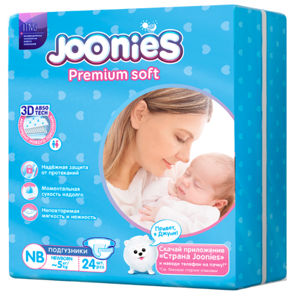 Подгузники Joonies Premium Soft NB (0-5 кг), 24 шт., Joonies подгузники NB (0-5 кг) 24 шт.
Подгузники Joonies Premium Soft NB (0-5 кг), 24 шт., Joonies подгузники NB (0-5 кг) 24 шт.