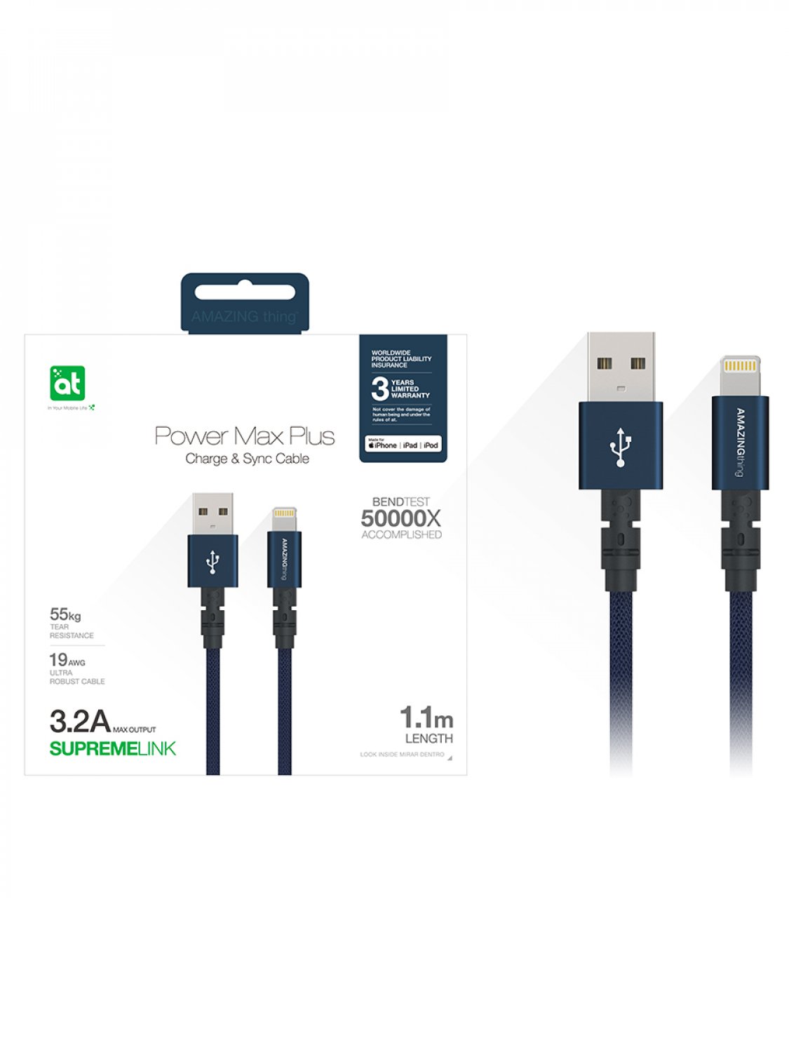 Кабель Amazingthing SupremeLink MFi Power Max Plus USB-iP Dark Blue 1.1m 3.2A, SupremeLink MFi Power Max Plus
Кабель Amazingthing SupremeLink MFi Power Max Plus USB-iP Dark Blue 1.1m 3.2A, SupremeLink MFi Power Max Plus