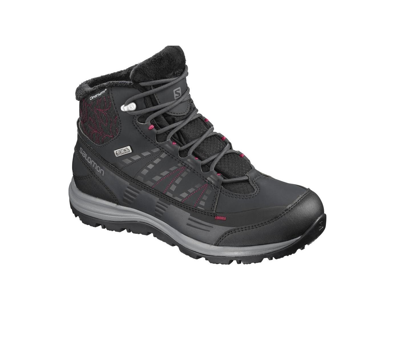 фото Ботинки salomon kaina cs wp 2, phantom/black/beet red, 4.5 uk