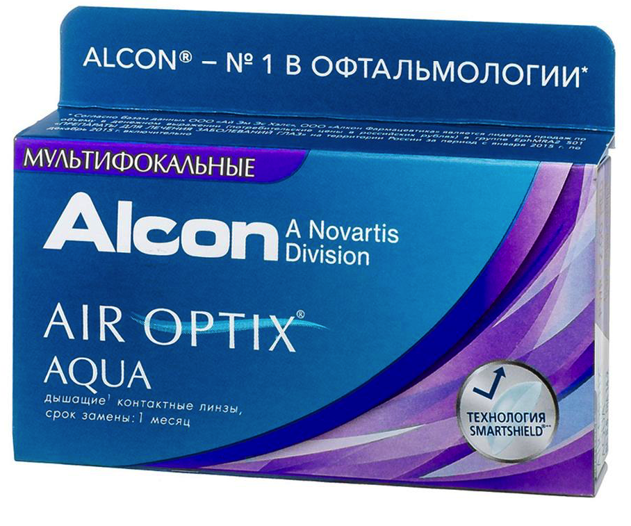 фото Контактные линзы airoptix hydraglyde for multifocal 3 шт. pwr +3,75, r 8.6, аддидация=m
