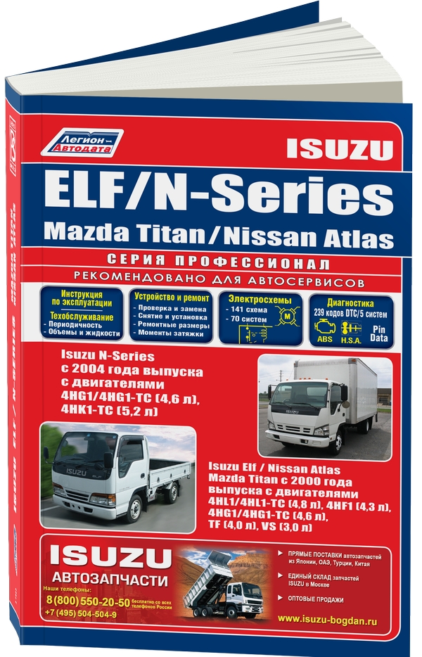 Книга Isuzu ELF/N-Series, Mazda Titan / Nissan Atlas c 2000 года выпуска с дизельными д...
Книга Isuzu ELF/N-Series, Mazda Titan / Nissan Atlas c 2000 года выпуска с дизельными д...