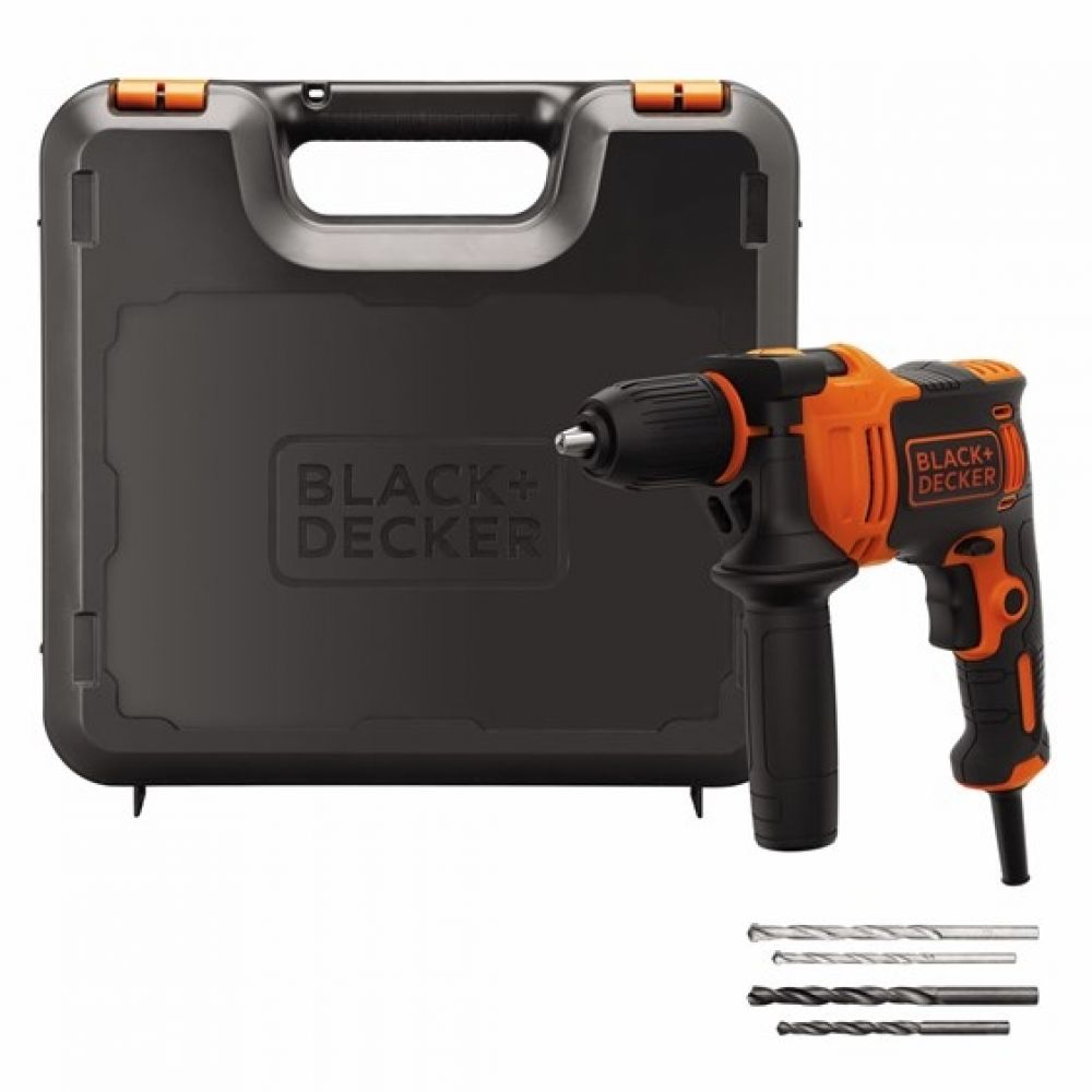фото Ударная дрель omega black+decker beh710k, 710 вт, бзп + набор сверел, кейс