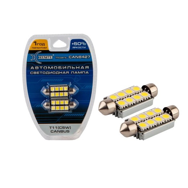фото Светодиодные лампы xenite can8427 12v(t11/c5w canbus)(ярк.+50%)блистер 2шт