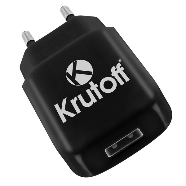 фото Сетевое зарядное устройство krutoff ch-02, 1 usb, 2,1 a, black