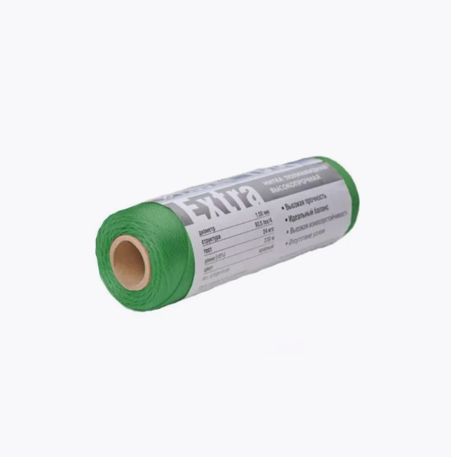Нитки капроновые (полиамидные) Петроканат Extra, 100 г. 187tex*3 (1,20 мм), 150 м,, Зеленый, Extra
Нитки капроновые (полиамидные) Петроканат Extra, 100 г. 187tex*3 (1,20 мм), 150 м,, Зеленый, Extra