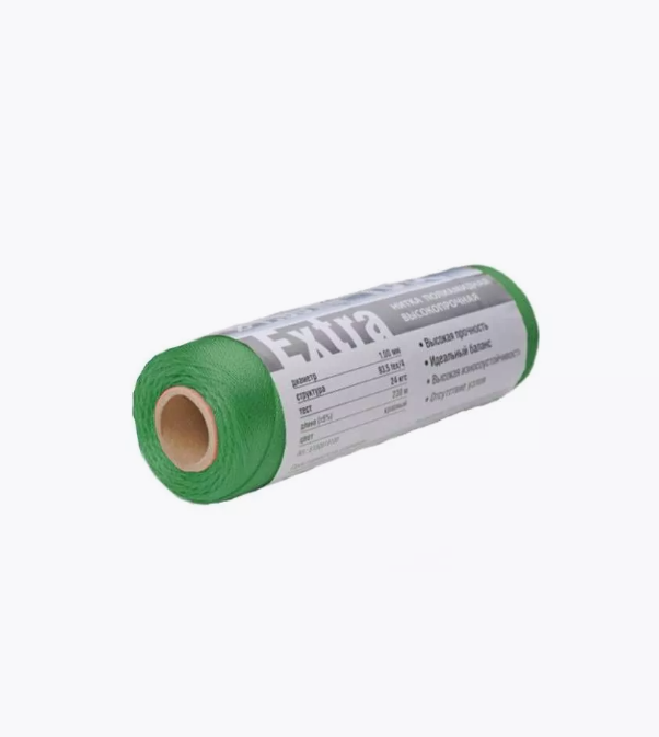 Нитки капроновые (полиамидные) Петроканат Extra, 100 г. 187tex*3 (1,20 мм), 150 м,, Зеленый, Extra
Нитки капроновые (полиамидные) Петроканат Extra, 100 г. 187tex*3 (1,20 мм), 150 м,, Зеленый, Extra