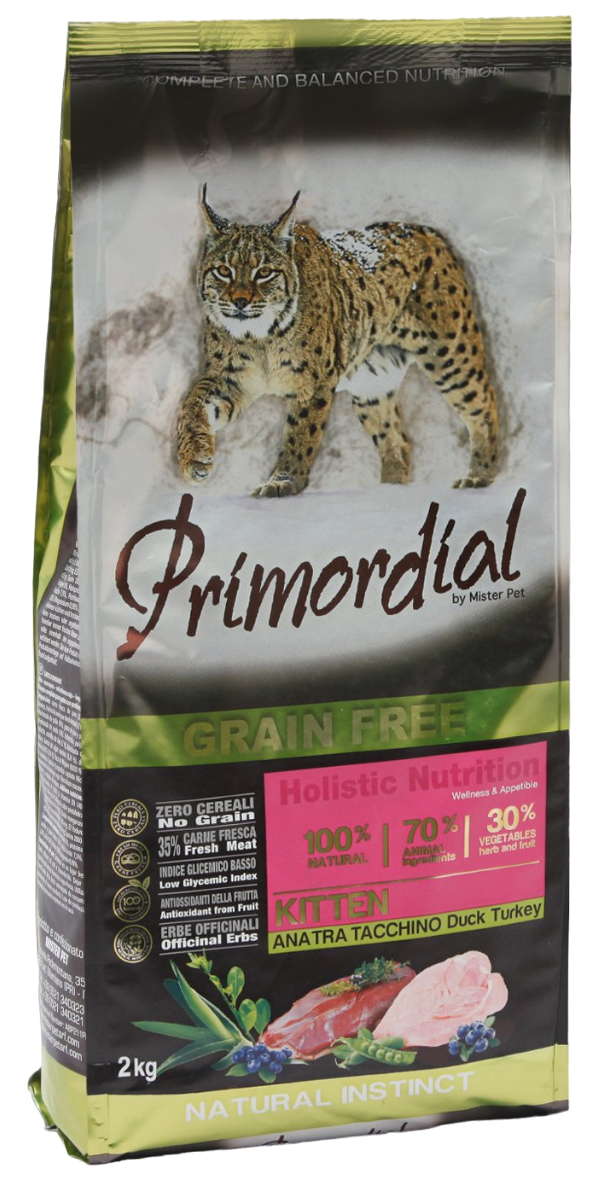 PRIMORDIAL PRIMORDIAL CAT ADULT беззерновой для взрослых кошек с уткой и индейкой (2 + 2 к
PRIMORDIAL PRIMORDIAL CAT ADULT беззерновой для взрослых кошек с уткой и индейкой (2 + 2 к