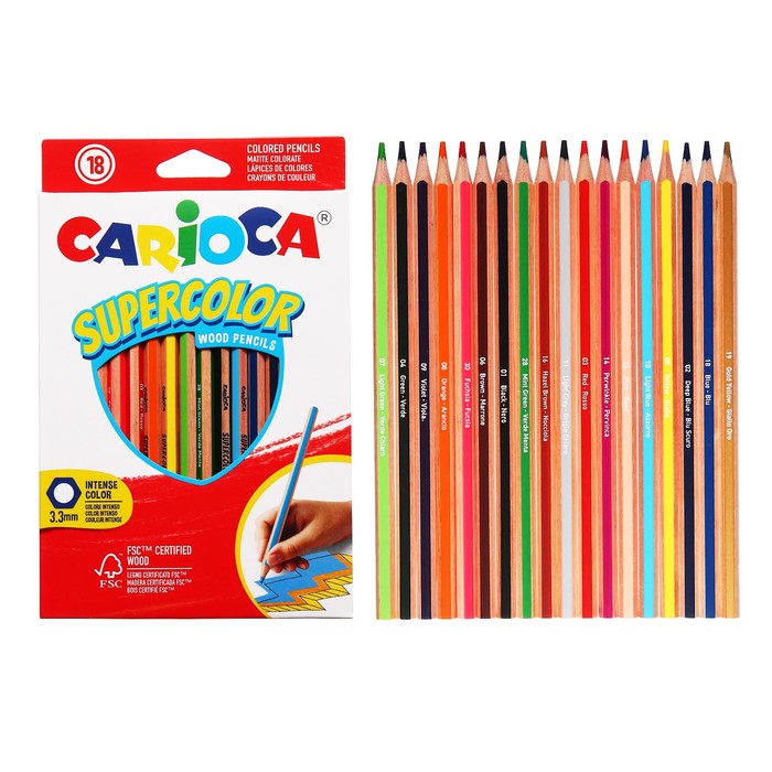 Карандаши 18 цветов Carioca СУПЕРЯРКИЕ, шестигранные, деревянные, картонная упаковка, евро, Разноцветные
Карандаши 18 цветов Carioca СУПЕРЯРКИЕ, шестигранные, деревянные, картонная упаковка, евро, Разноцветные