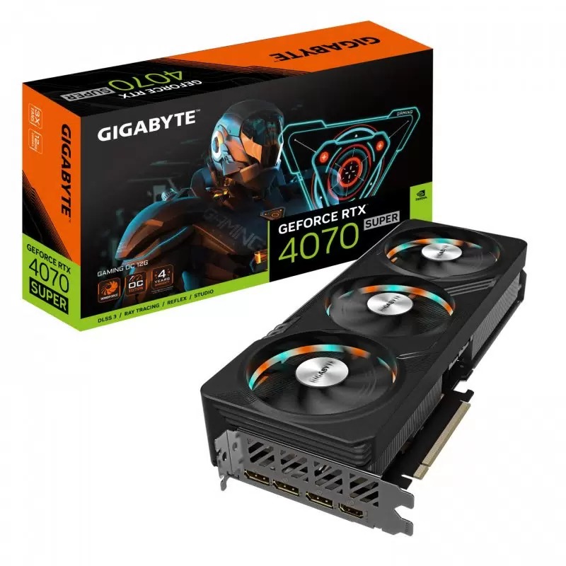 Видеокарта GIGABYTE NVIDIA GeForce RTX 4070 Super Gaming OC (GV-N407SGAMING OC-12GD), Черный, GeForce RTX 4070 Super Gaming OC
Видеокарта GIGABYTE NVIDIA GeForce RTX 4070 Super Gaming OC (GV-N407SGAMING OC-12GD), Черный, GeForce RTX 4070 Super Gaming OC