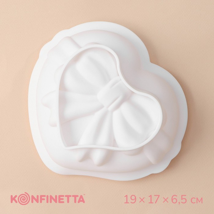 Форма силиконовая для выпечки и муссовых десертов KONFINETTA «Сердце с бантом», 19x17x6,5, Белый
Форма силиконовая для выпечки и муссовых десертов KONFINETTA «Сердце с бантом», 19x17x6,5, Белый