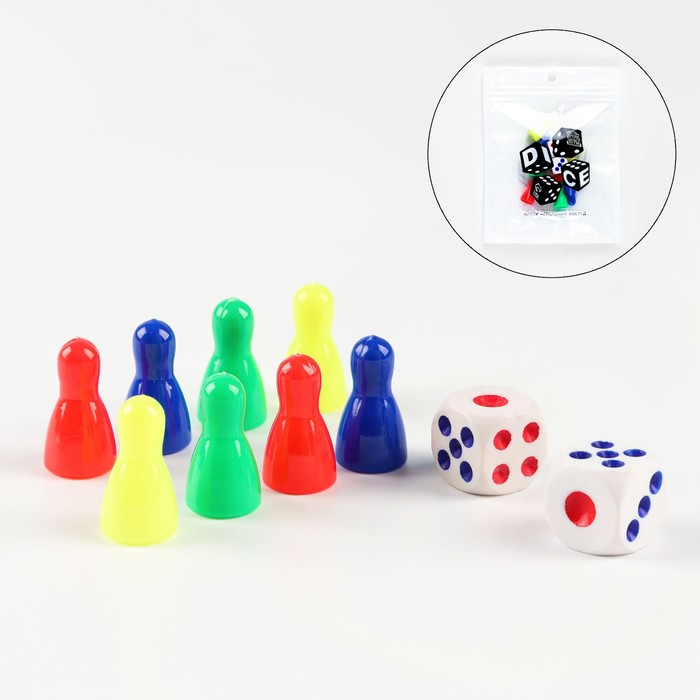Набор для игры в кости, 8 фишек 2.5 х 1.5 х 1.5 см, 2 кубика 1.5 х 1.5 см, Разноцветный
Набор для игры в кости, 8 фишек 2.5 х 1.5 х 1.5 см, 2 кубика 1.5 х 1.5 см, Разноцветный