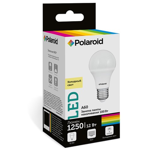 Светодиодная лампа Polaroid 220V A60 12W 4000K E27 1250lm 
Светодиодная лампа Polaroid 220V A60 12W 4000K E27 1250lm