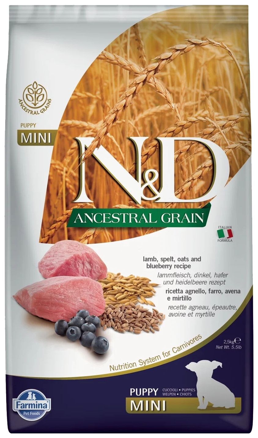 FARMINA FARMINA DOG N&D ANCESTRAL GRAIN PUPPY MINI LAMB & BLUEBERRY низкозерновой для щенк
FARMINA FARMINA DOG N&D ANCESTRAL GRAIN PUPPY MINI LAMB & BLUEBERRY низкозерновой для щенк