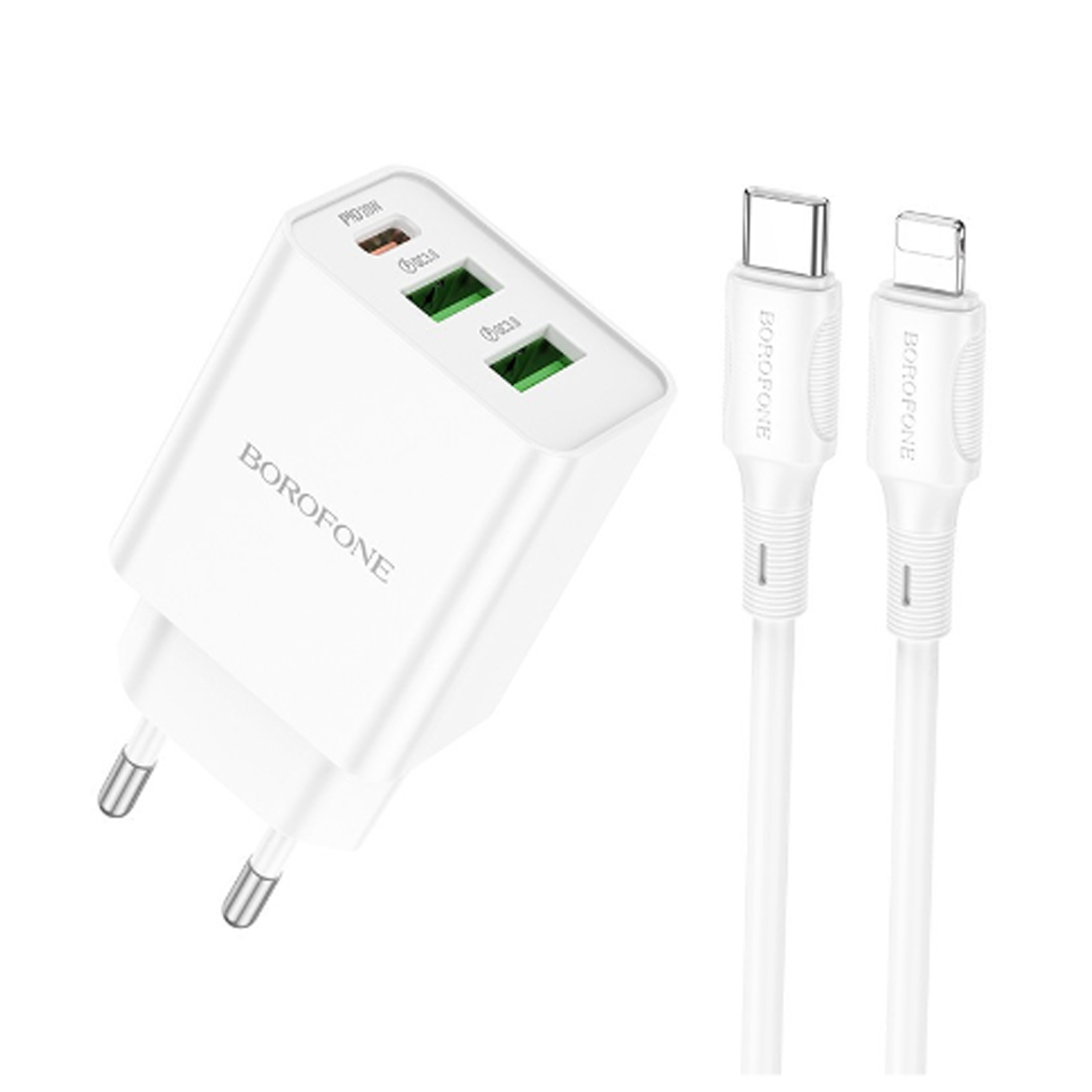 Сетевое зарядное устройство Borofone BA70A Quick + кабель Type-C, 3 А, 1 м, белый, BA70A Quick
Сетевое зарядное устройство Borofone BA70A Quick + кабель Type-C, 3 А, 1 м, белый, BA70A Quick