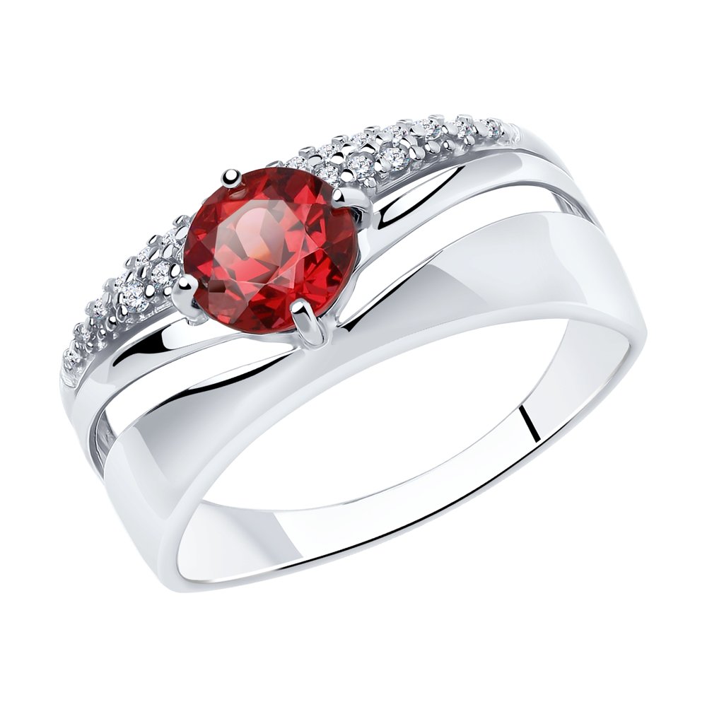 фото Кольцо diamant из серебра с родолитом и фианитами женское 94-310-00788-1 16,5