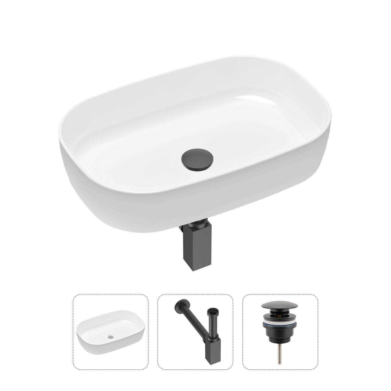 фото Комплект 3 в 1 lavinia boho bathroom sink 21520679: раковина 50.5 см, сифон, донный клапан