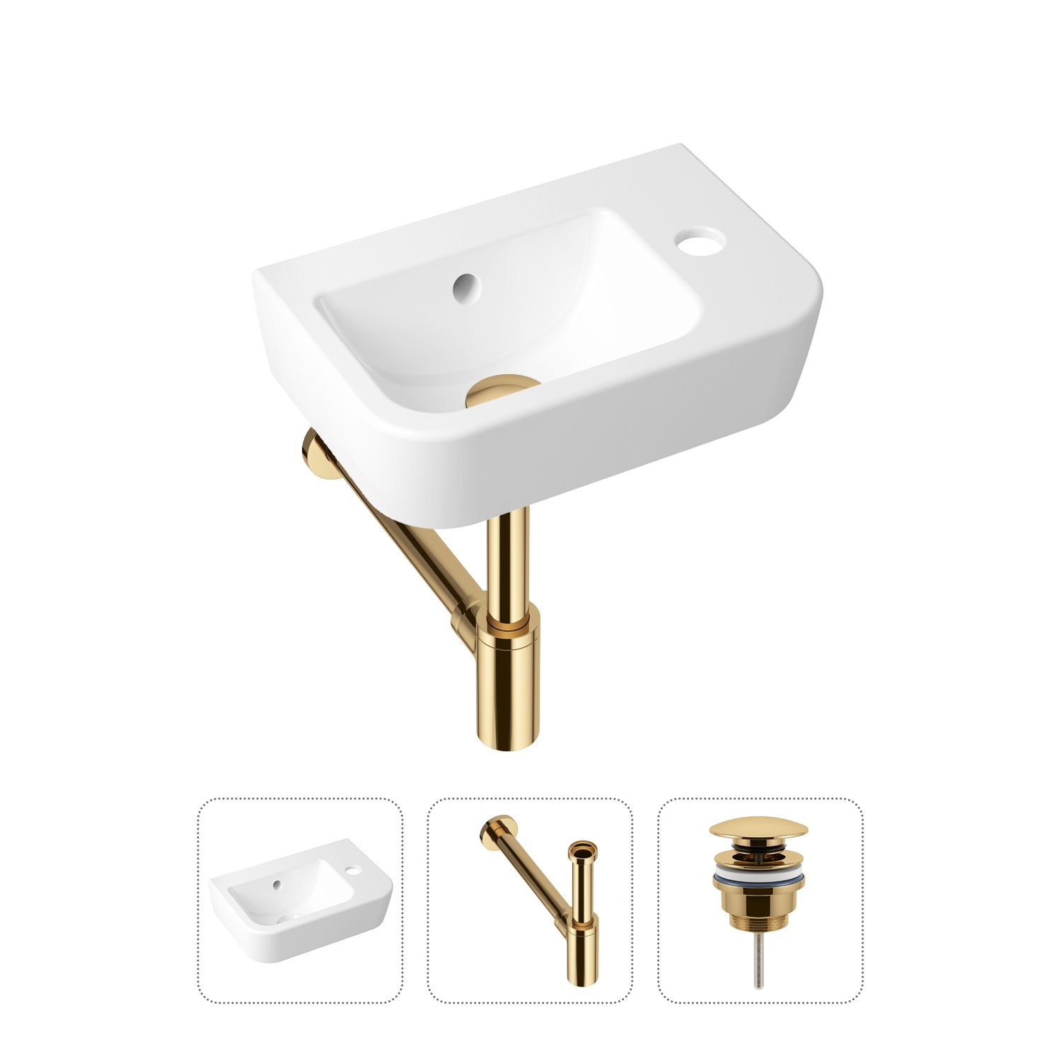 фото Комплект 3 в 1 lavinia boho one 21520753: раковина для туалета 37 см, сифон, донный клапан