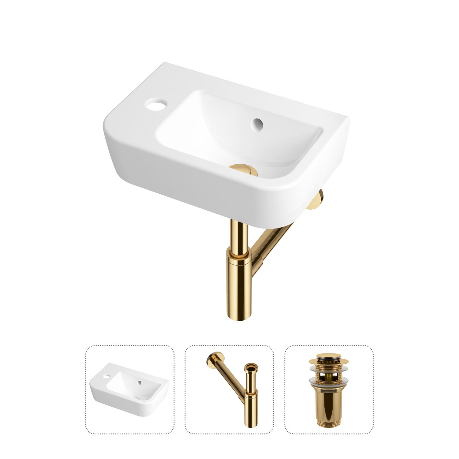 фото Комплект 3 в 1 lavinia boho one 21520740: раковина для туалета 37 см, сифон, донный клапан