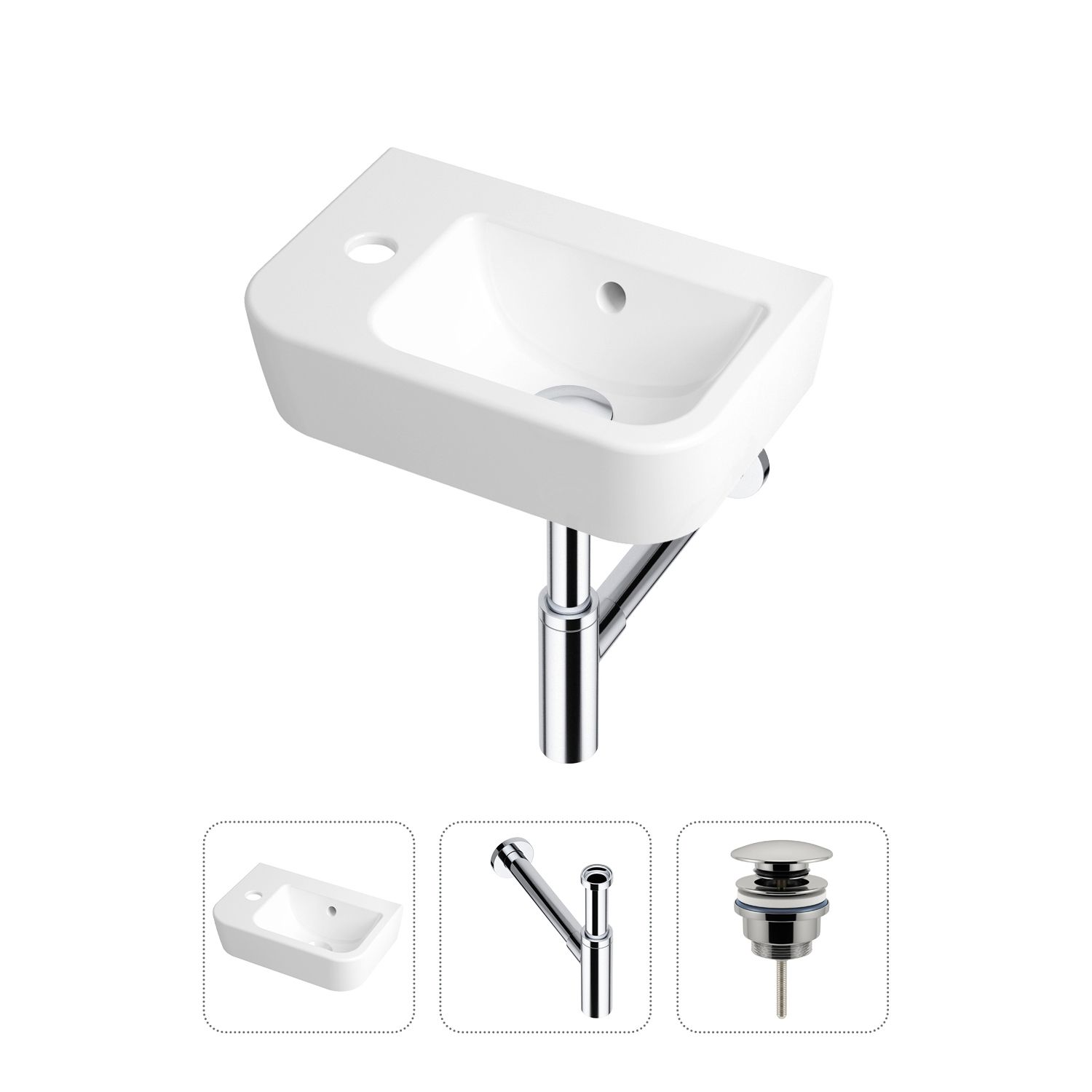 фото Комплект 3 в 1 lavinia boho one 21520737: раковина для туалета 37 см, сифон, донный клапан