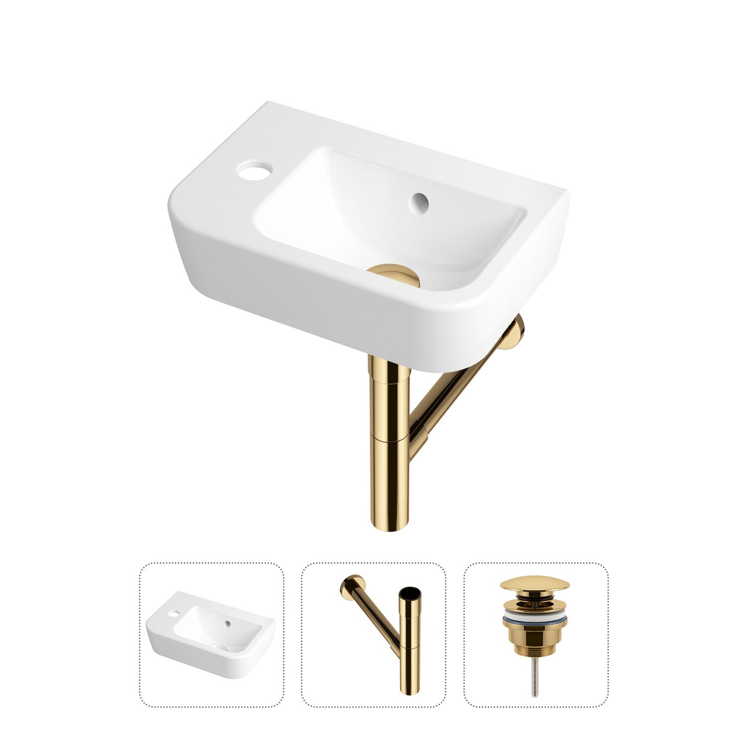 фото Комплект 3 в 1 lavinia boho one 21520731: раковина для туалета 37 см, сифон, донный клапан