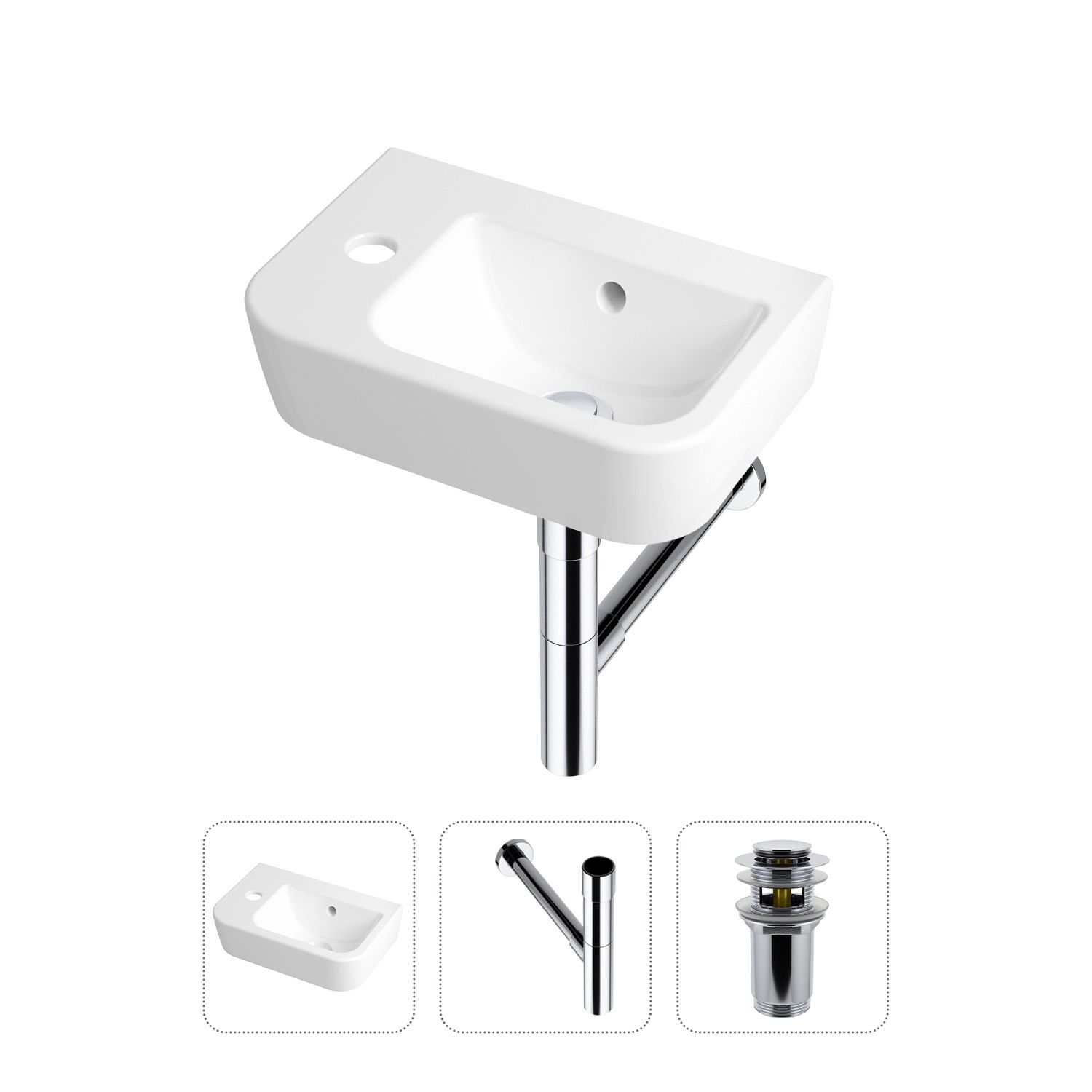 фото Комплект 3 в 1 lavinia boho one 21520726: раковина для туалета 37 см, сифон, донный клапан