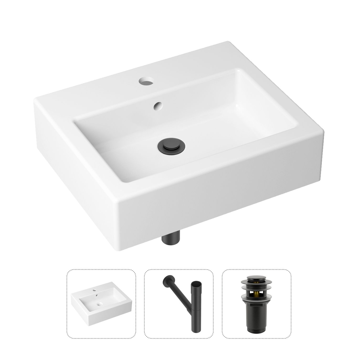 фото Комплект 3 в 1 lavinia boho bathroom sink 21520676: раковина 50.5 см, сифон, донный клапан
