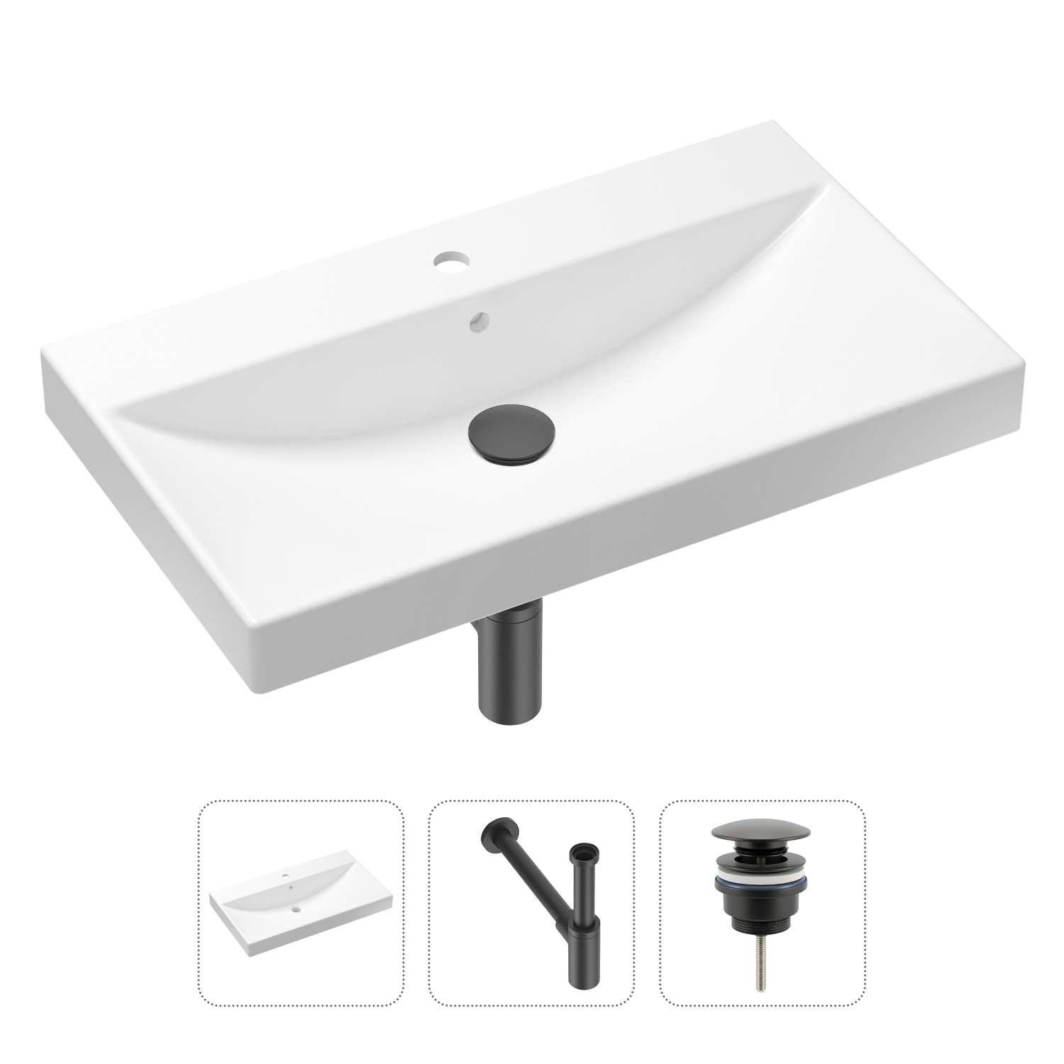 Комплект 3 в 1 Lavinia Boho Bathroom Sink 21520603: раковина 80 см, сифон, донный клапан, Черный, Комплект раковин Lavinia Boho 33311013 (универсальный д/к, с сифоном №5)
Комплект 3 в 1 Lavinia Boho Bathroom Sink 21520603: раковина 80 см, сифон, донный клапан, Черный, Комплект раковин Lavinia Boho 33311013 (универсальный д/к, с сифоном №5)